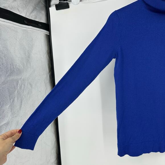 Pendleton Womens M Turtleneck Wool Sweater Blue Slim Fit 70s Style Preppy - Picture 5 of 10